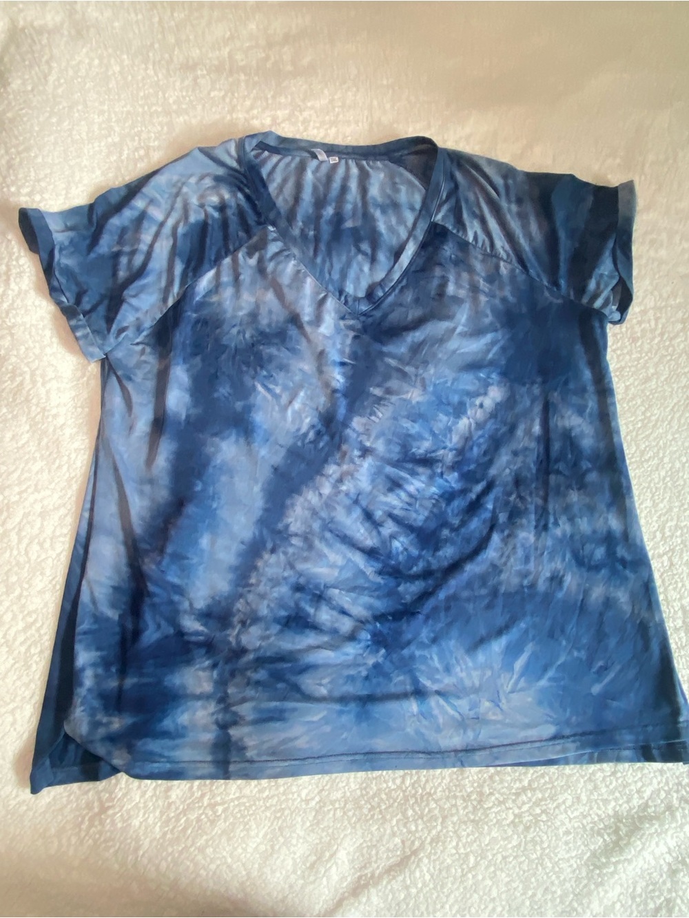Blue Tie-Dye V-Neck Women's Top
